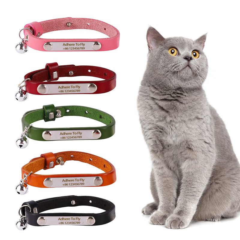 Colar de Couro Para Seu Pet Gato Cachorro Acessórios Personalizado S/M/L