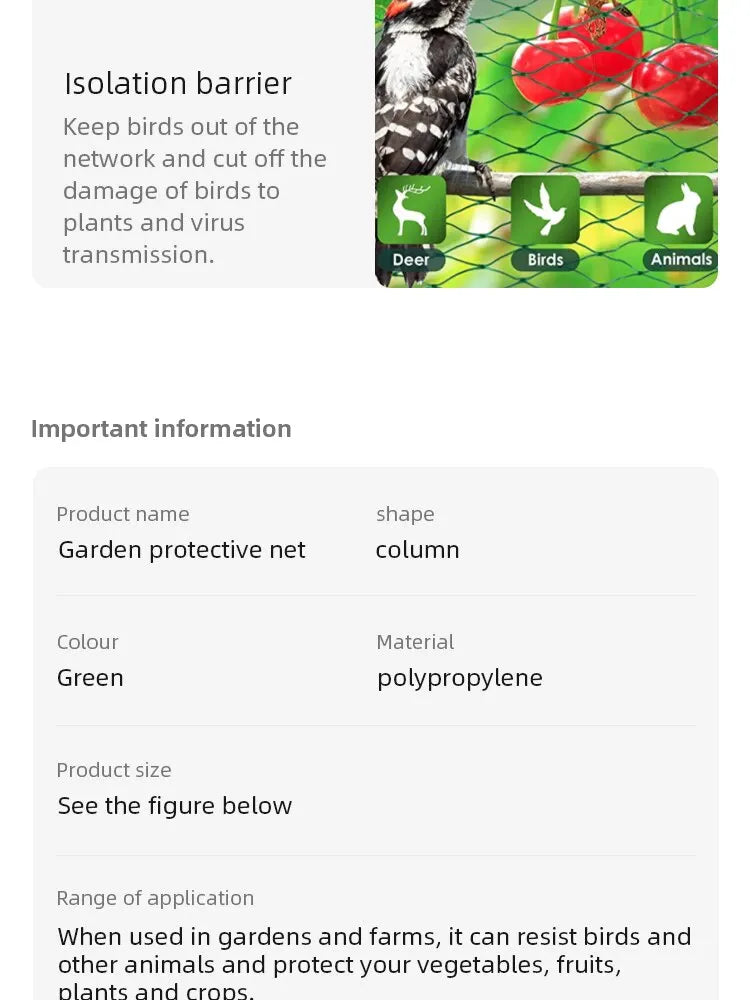 Rede Malha de Proteção para Copa de Árvores em Polipropileno Proteja sua Colheita de Aves Indesejáveis